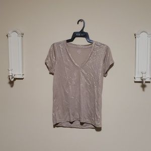 J. CREW 100% LINEN TSHIRT METALIC GOLD SZ M
